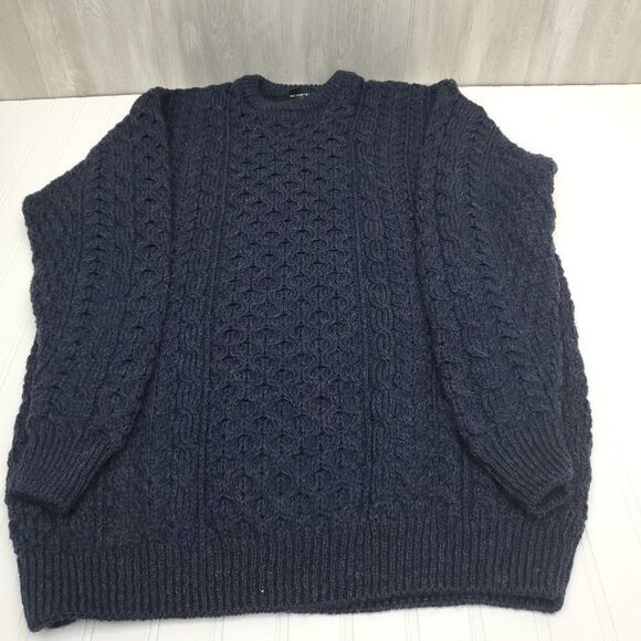 Rue Saint Patrick Men's 100% Wool Chunky Cable Knit Fall Winter Sweater - Picture 8 of 11